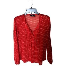 a.n.a  Large Red with White stars Patriotic Blouse. Size Large‎